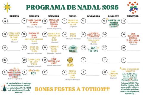 Calendario de actividades Centre Maria Gay Navidad 25 Calendario de actividades Centre Maria Gay Navidad 25