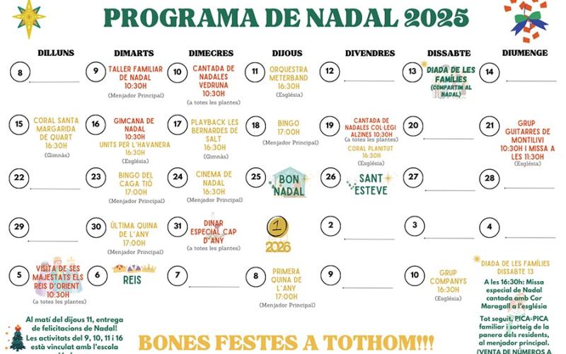 Calendario de actividades Centre Maria Gay Navidad 25 Calendario de actividades Centre Maria Gay Navidad 25
